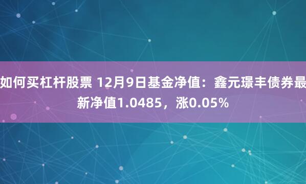 如何买杠杆股票 12月9日基金净值：鑫元璟丰债券最新净值1.0485，涨0.05%