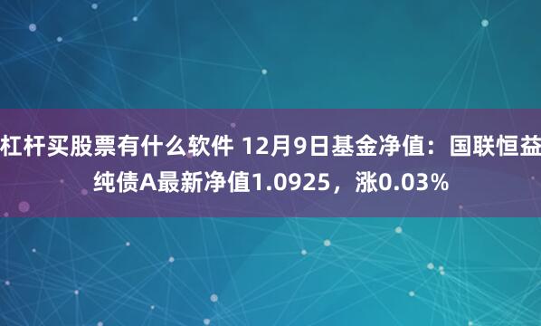 杠杆买股票有什么软件 12月9日基金净值：国联恒益纯债A最新净值1.0925，涨0.03%