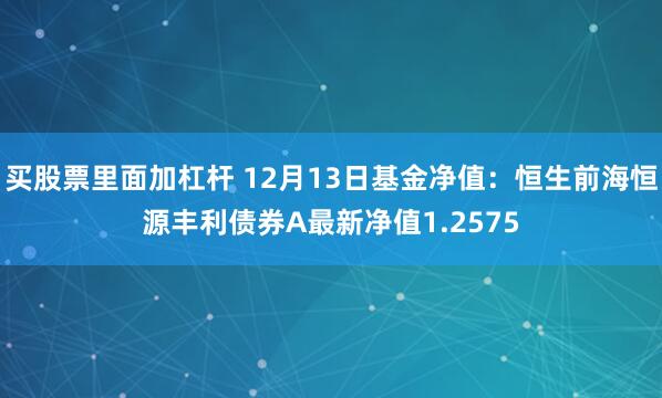 买股票里面加杠杆 12月13日基金净值：恒生前海恒源丰利债券A最新净值1.2575