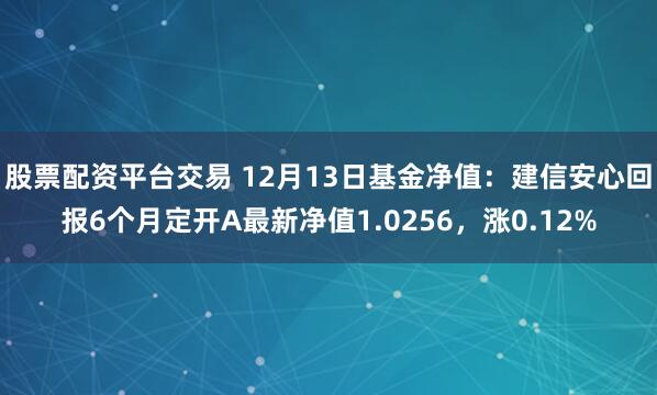 股票配资平台交易 12月13日基金净值：建信安心回报6个月定开A最新净值1.0256，涨0.12%