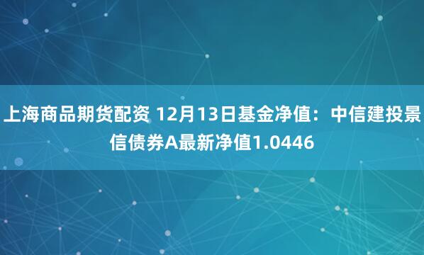 上海商品期货配资 12月13日基金净值：中信建投景信债券A最新净值1.0446