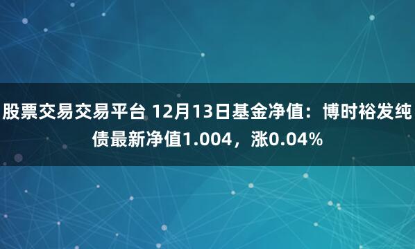 股票交易交易平台 12月13日基金净值：博时裕发纯债最新净值1.004，涨0.04%