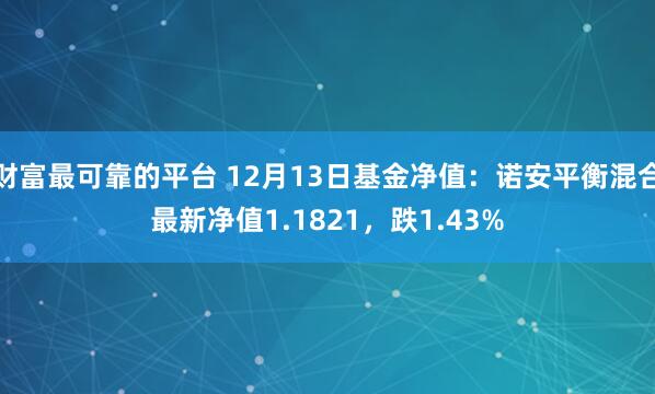 财富最可靠的平台 12月13日基金净值：诺安平衡混合最新净值1.1821，跌1.43%