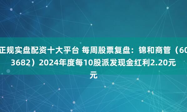 正规实盘配资十大平台 每周股票复盘：锦和商管（603682）2024年度每10股派发现金红利2.20元