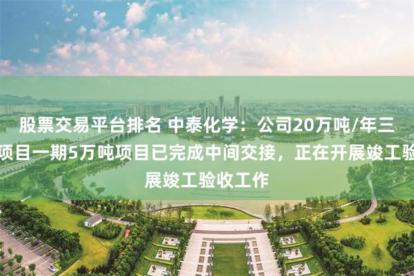 股票交易平台排名 中泰化学:公司20万吨/年三氯氢硅项目一期5万吨项目已完成中间交接,正在开展竣工验收工作
